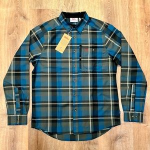 Fjallraven Fjallglim Shirt Blue / Black Men’s Flannel - Size Medium Retail $110